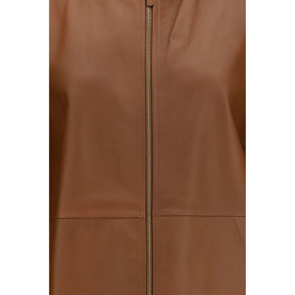 Brown Lamb Ovis Aries Leather Jacket