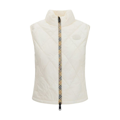 White Polyester Sleeveless Jacket