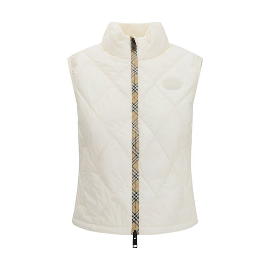 White Polyester Sleeveless Jacket