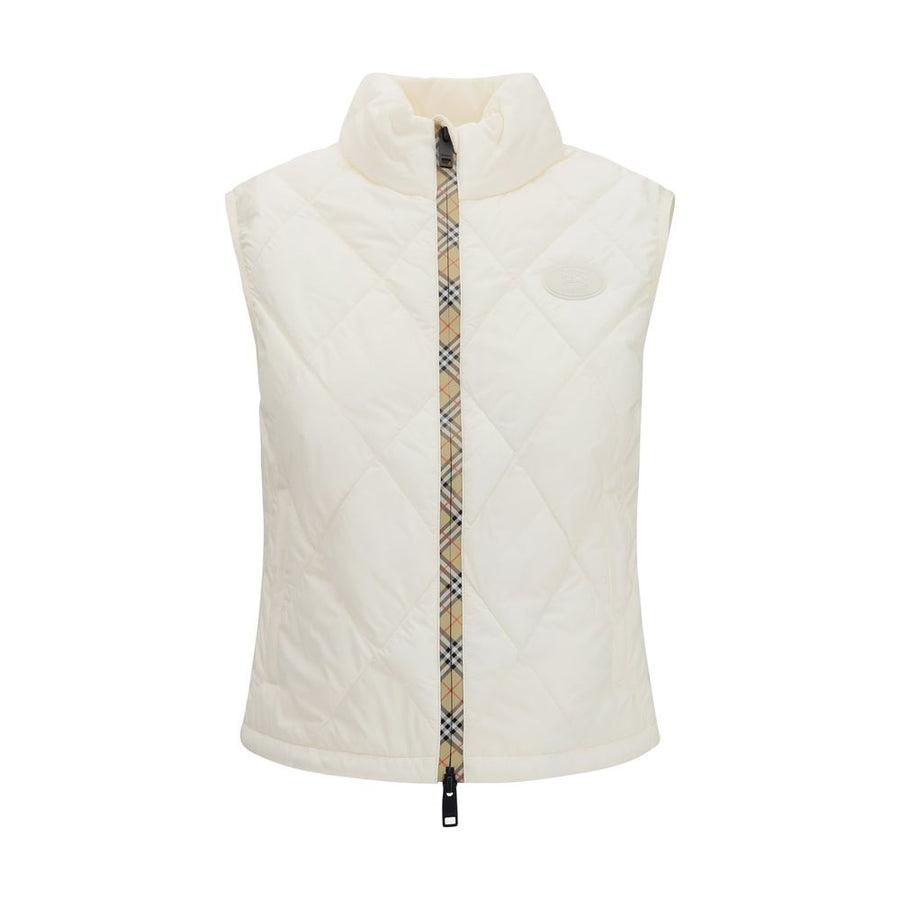 White Polyester Sleeveless Jacket
