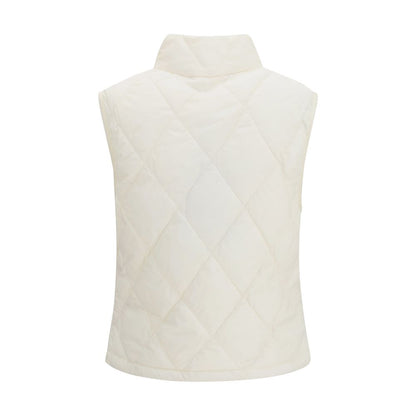White Polyester Sleeveless Jacket
