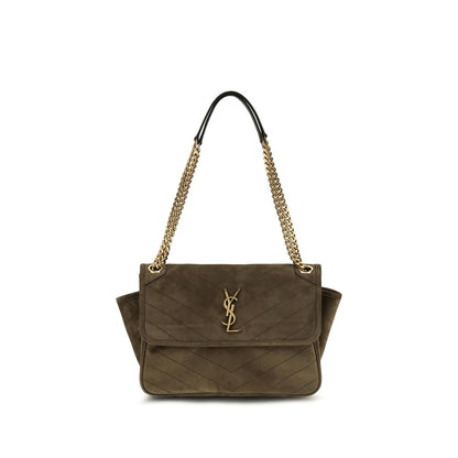 Bicolor Suede Leather Shoulder Bag