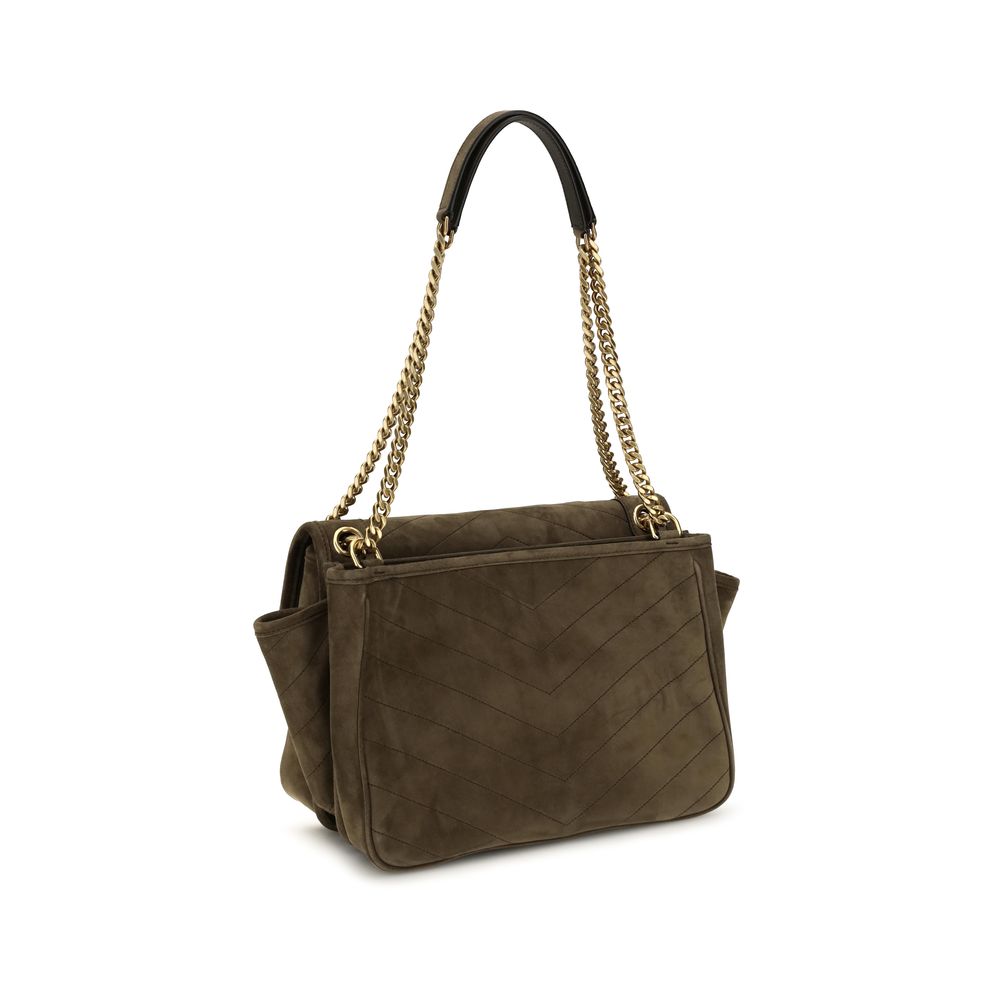 Bicolor Suede Leather Shoulder Bag