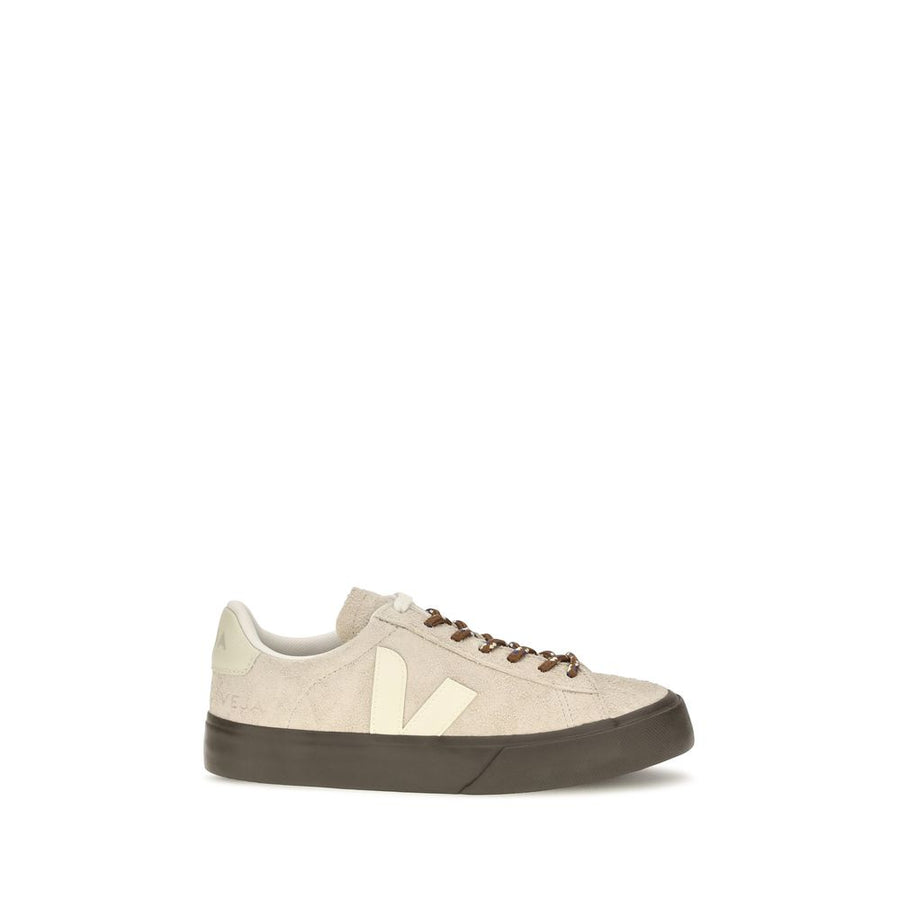 Beige Suede Leather Low Top Sneakers