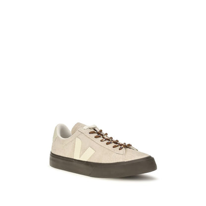 Beige Suede Leather Low Top Sneakers