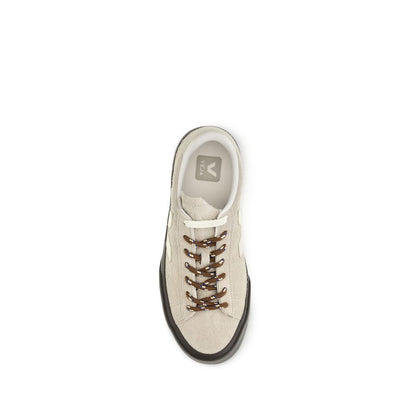 Beige Suede Leather Low Top Sneakers