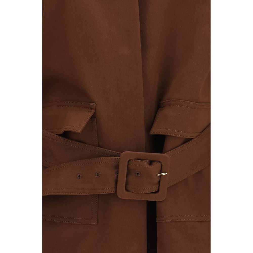 Brown Cotton Full-Length Jacket