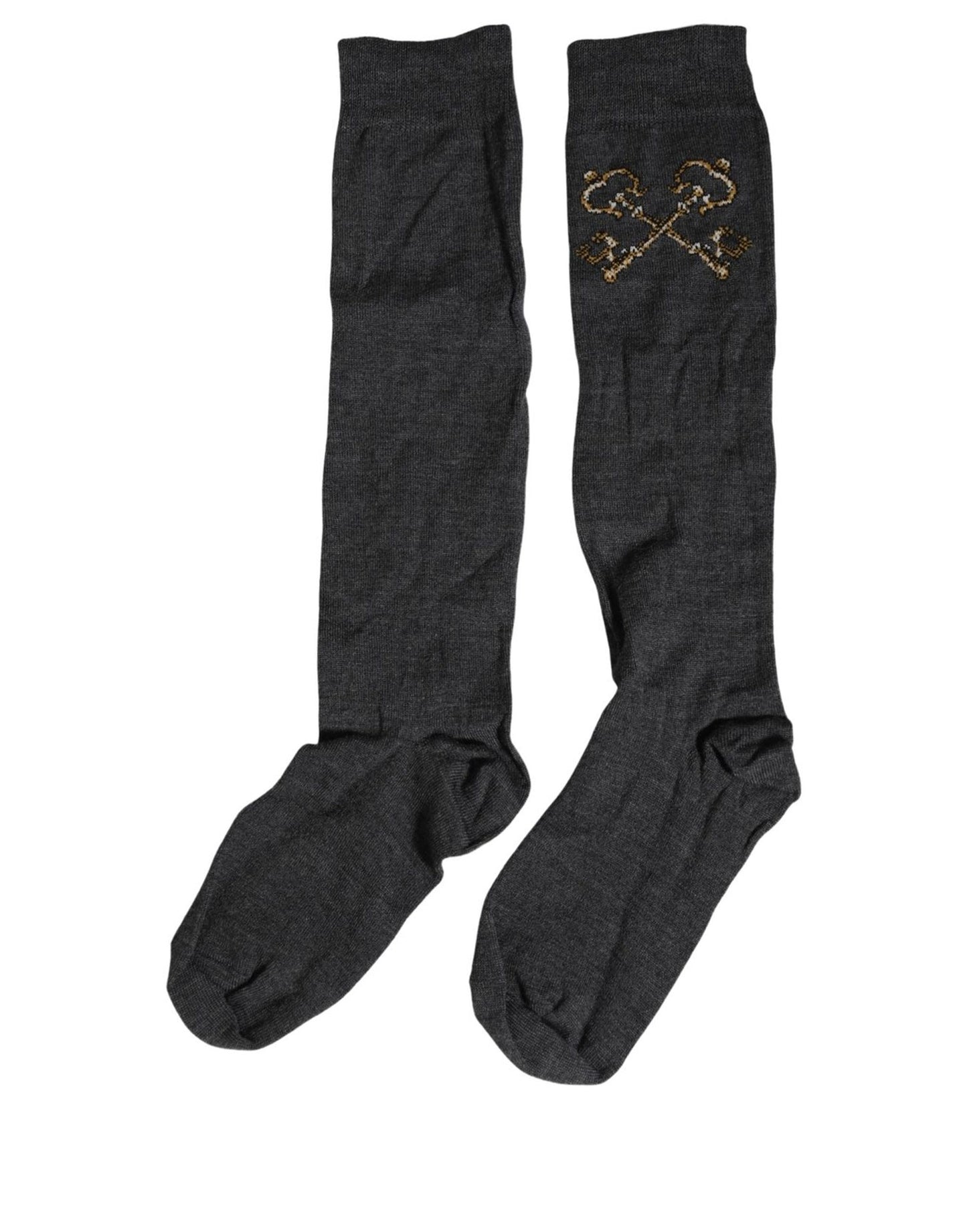 Dark Gray Wool Over The Calf Knee High Accessory Socks