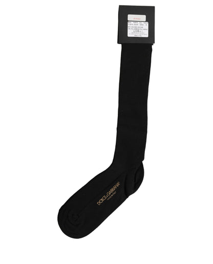 Black Viscose Logo Over The Calf Accessory Socks
