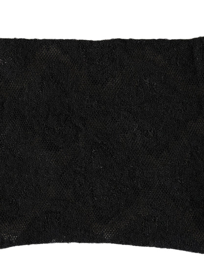 Black Floral Nylon Stretch Mid Calf Socks