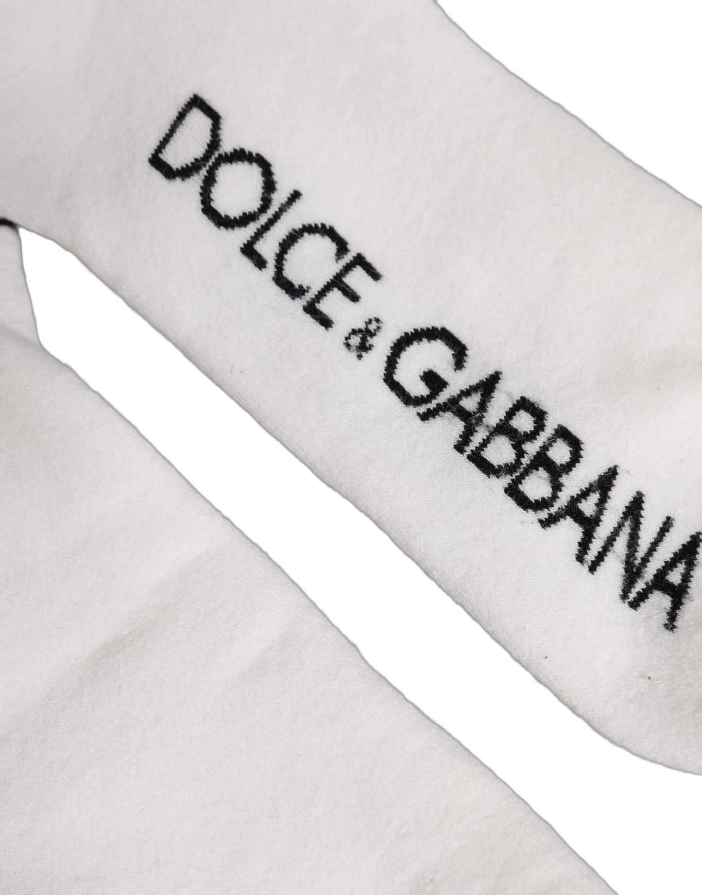 White Black Cotton Ankle Length DG Logo Socks