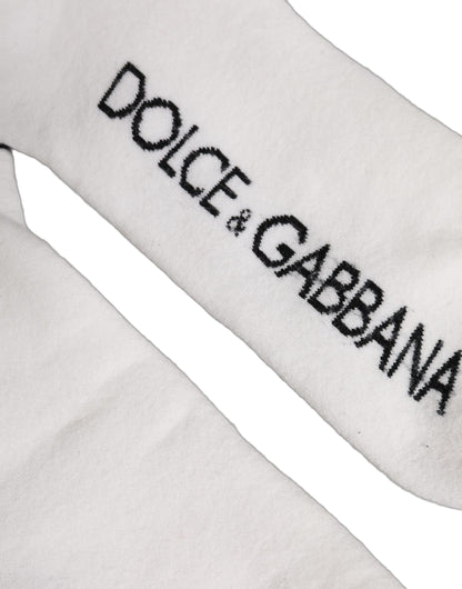 White Black Cotton Ankle Length DG Logo Socks