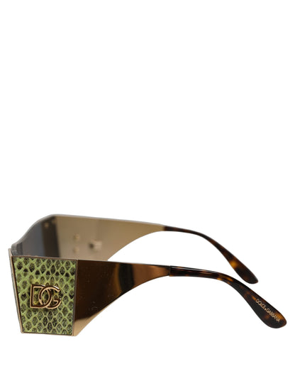 Gold Metal DG2263 Rectangle Snakeskin Frame Sunglasses