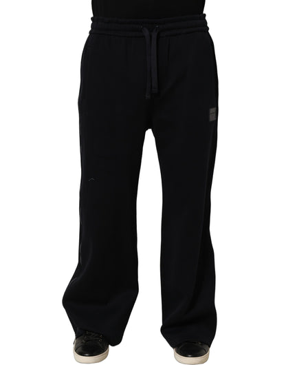 Dark Blue Relaxed Wide Leg Men Jogger Pants