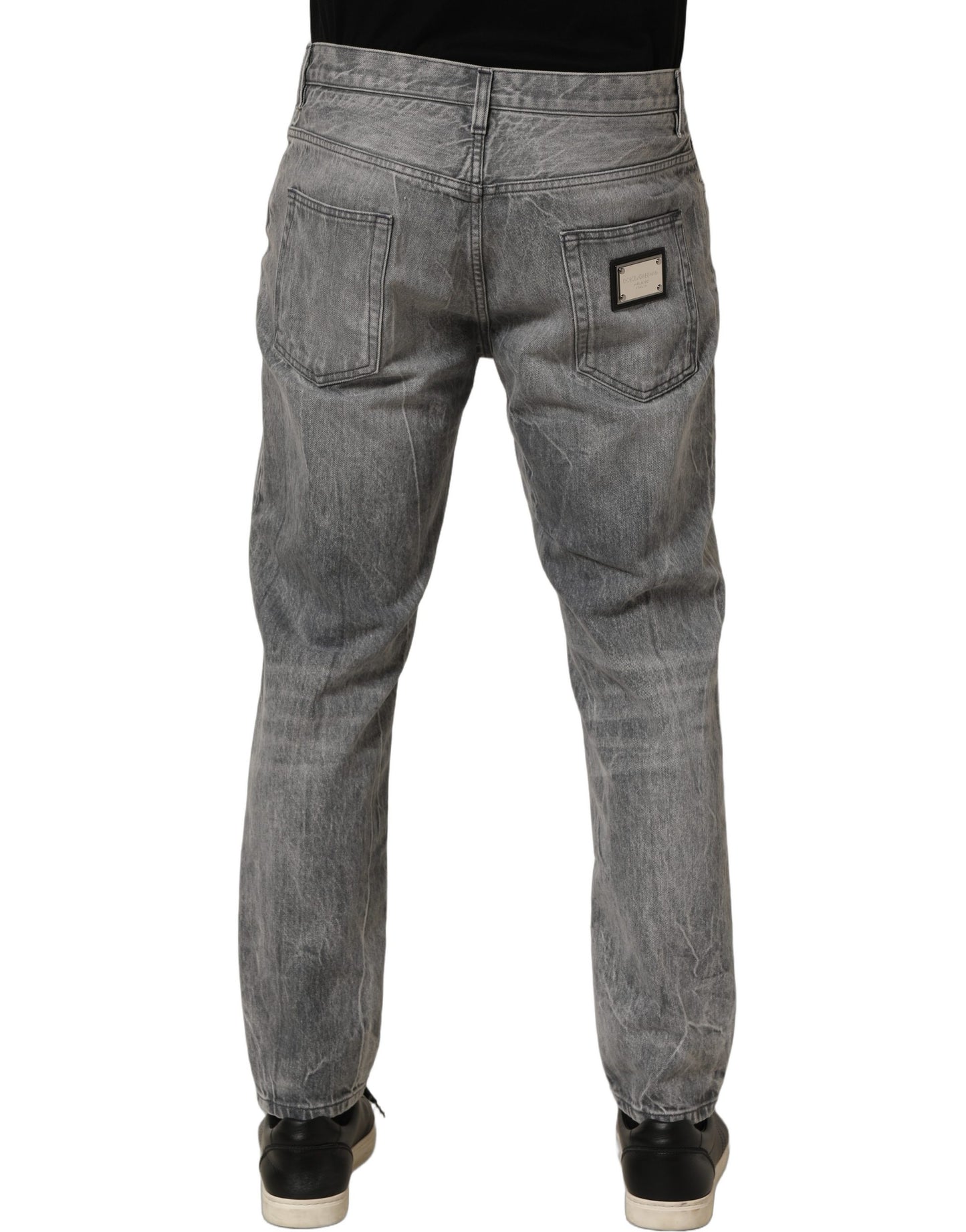 Grey Distressed Straight Leg Men Denim Jeans