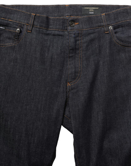 Dark Gray Cotton Slim Fit Men Denim Jeans