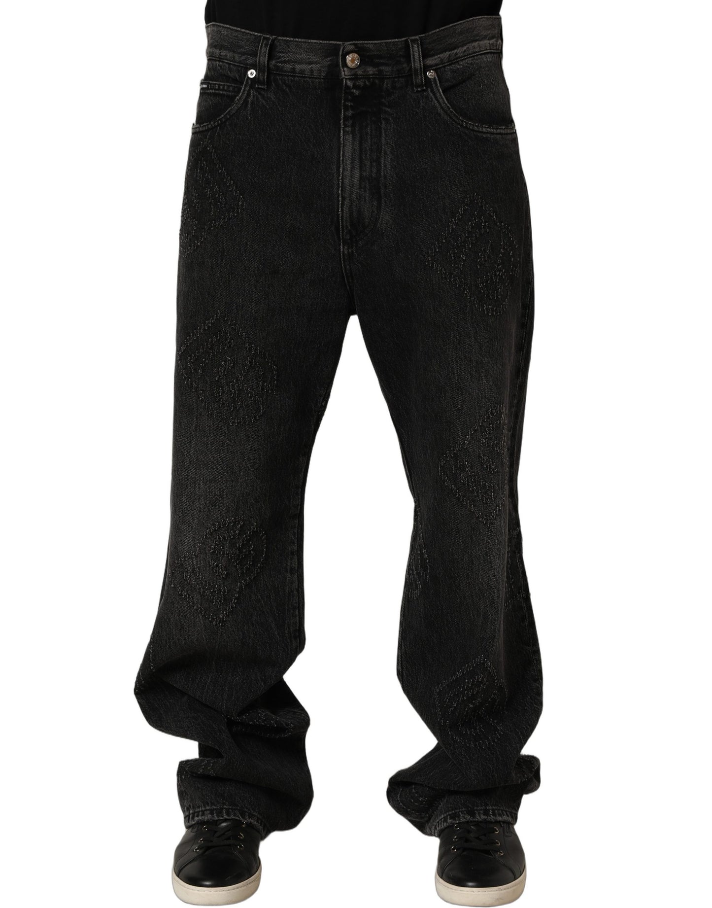 Dark Gray Cotton WideLeg Oversize Denim Jeans