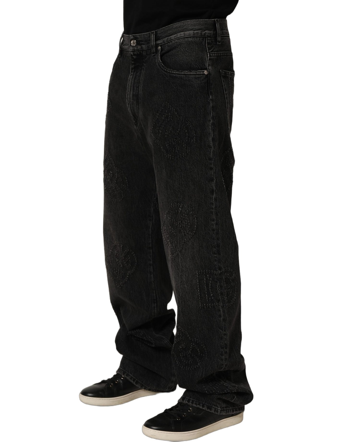 Dark Gray Cotton WideLeg Oversize Denim Jeans
