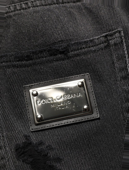 Dark Gray Distressed Oversize Men Denim Jeans