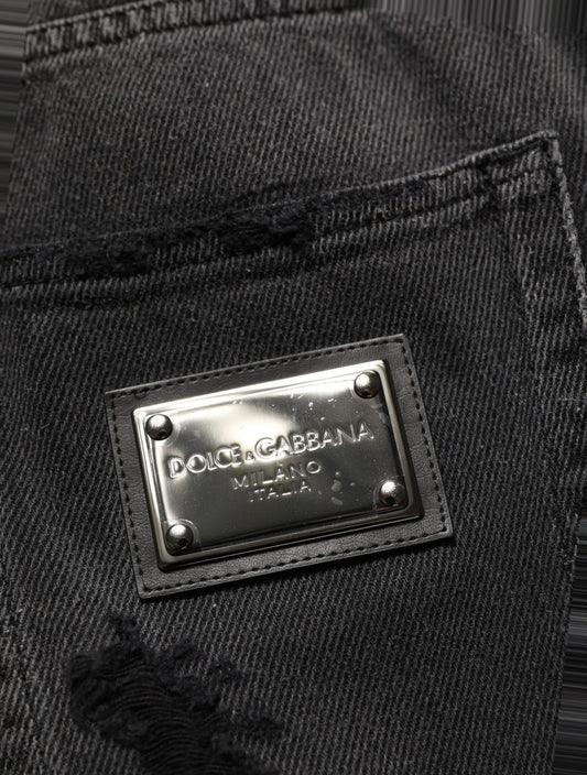 Dark Gray Distressed Oversize Men Denim Jeans