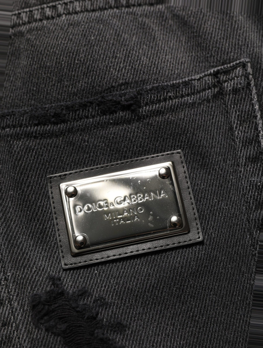 Dark Gray Distressed Oversize Men Denim Jeans