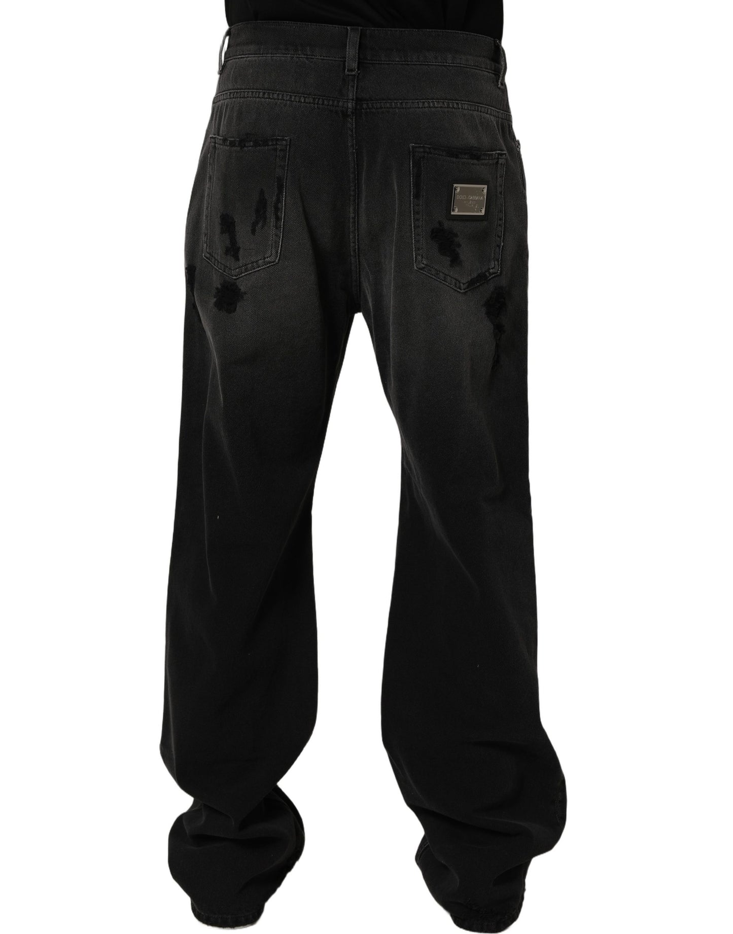 Dark Gray Distressed Oversize Men Denim Jeans