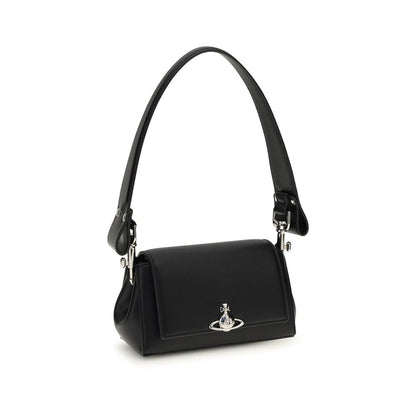 Black Polyurethane Shoulder Bag