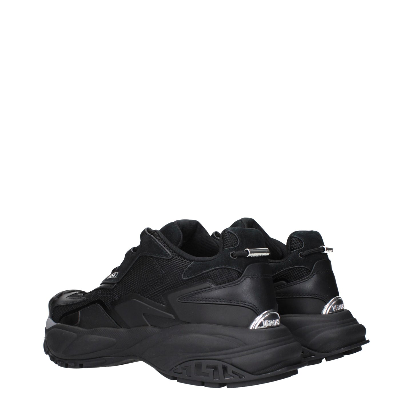 Black Fabric Chunky Sneakers