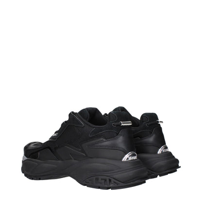 Black Fabric Chunky Sneakers
