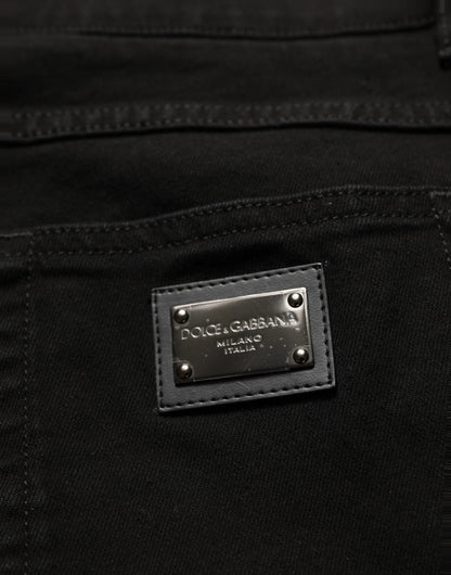 Black CottonStretch Regular Skinny Denim Jeans