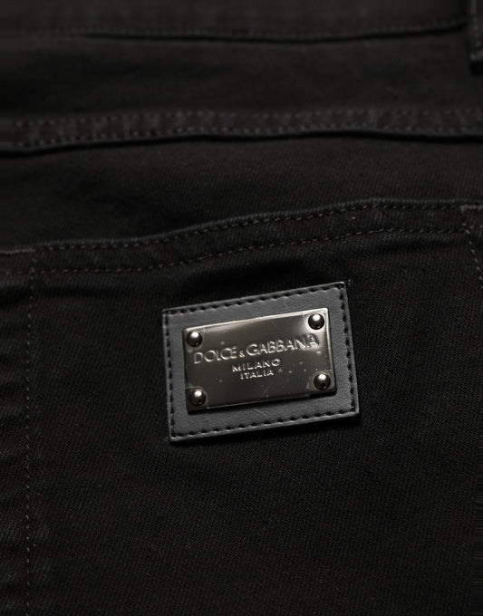 Black CottonStretch Regular Skinny Denim Jeans