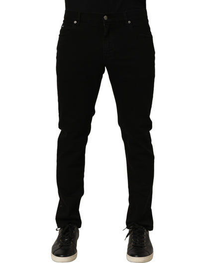 Black CottonStretch Regular Skinny Denim Jeans