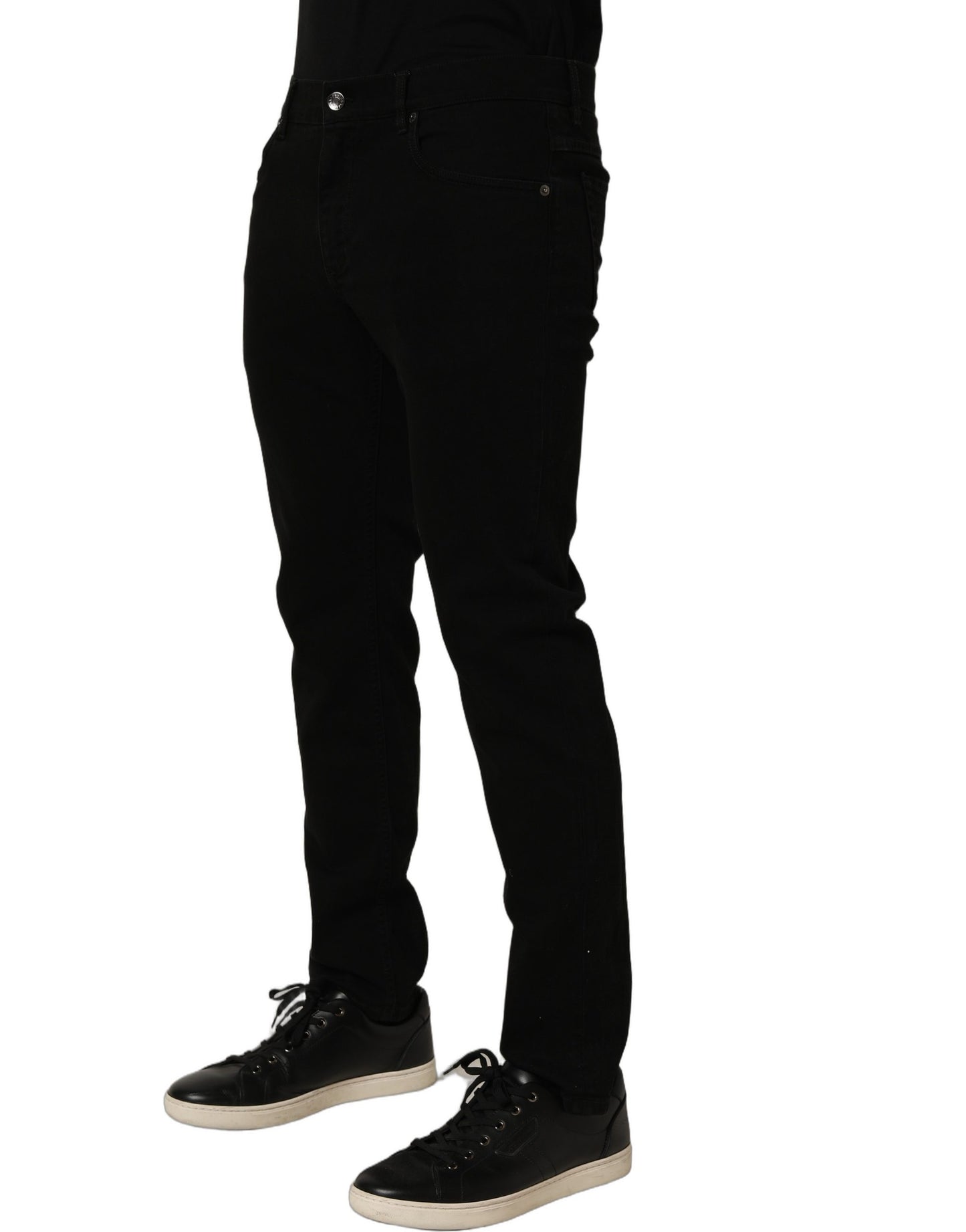 Black CottonStretch Regular Skinny Denim Jeans