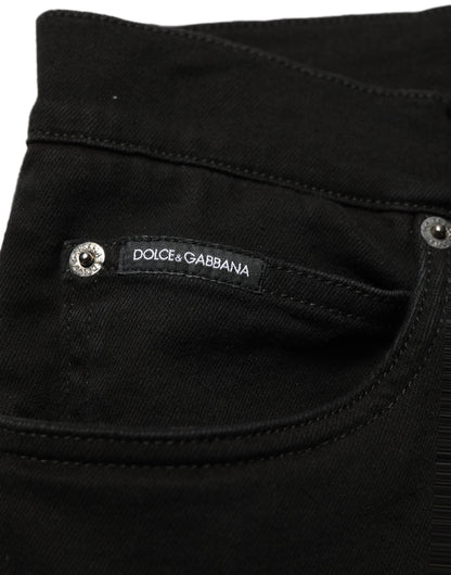 Black CottonStretch Regular Skinny Denim Jeans