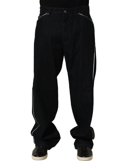 Black Cotton Stretch Straight Men Denim Jeans