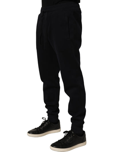 Blue Cotton Drawstring Jogger Trouser Pants
