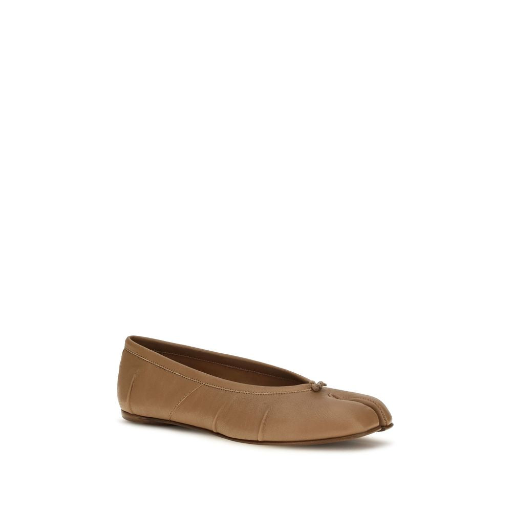 Beige Lamb Ovis Aries Ballet Flats