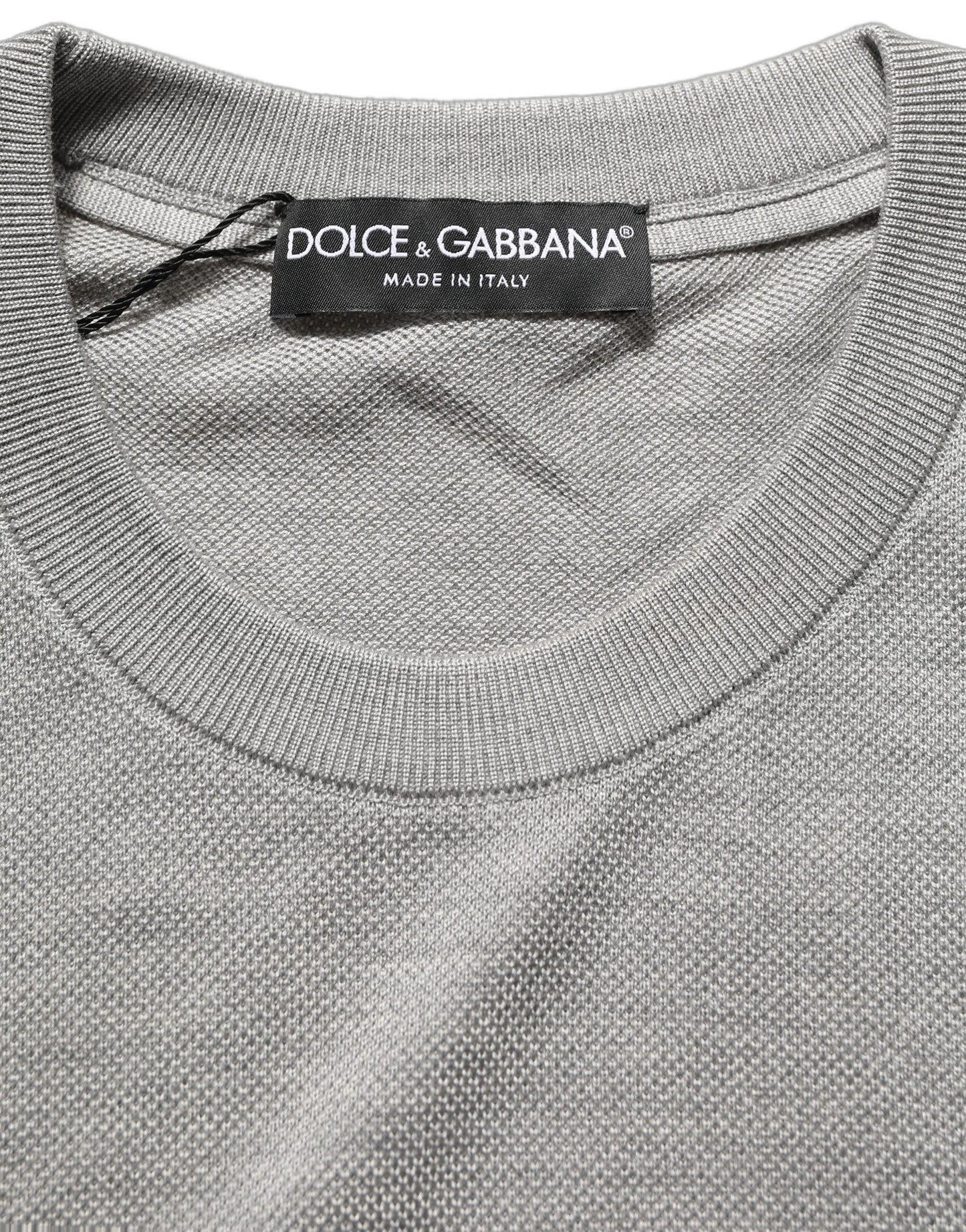 Gray Silk Crew Neck Short Sleeves T-shirt
