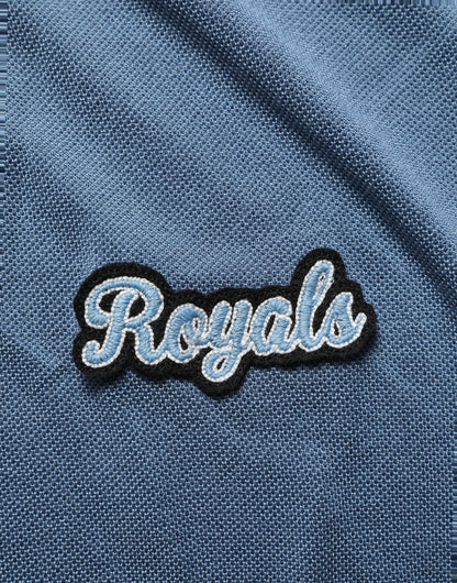 Blue Cotton Collared Short Sleeves T-shirt