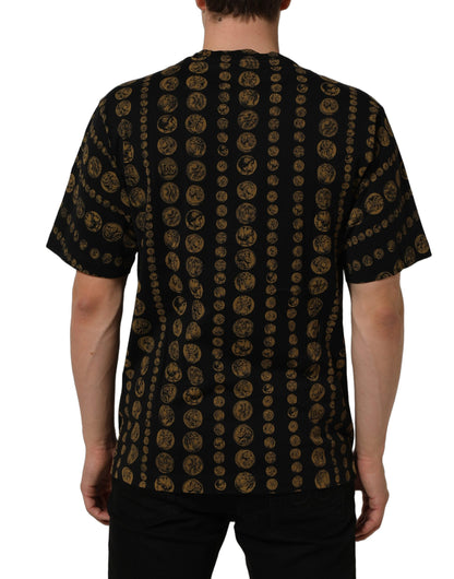 Black All Over Coin Print Cotton Men T-shirt