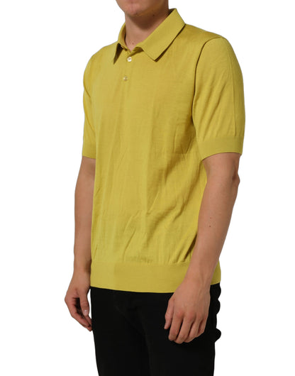 Yellow Cashmere Short Sleeves Polo T-shirt