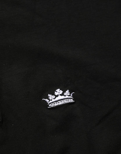 Black Crown Short Sleeved Henley Men T-shirt