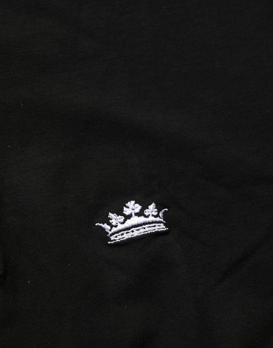 Black Crown Short Sleeved Henley Men T-shirt
