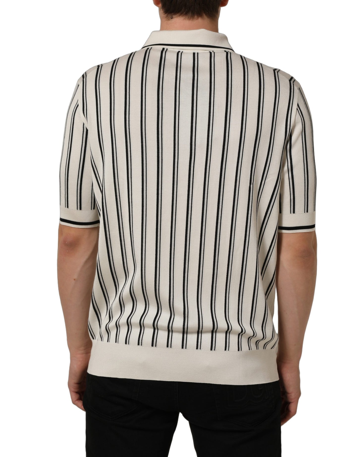 White Black Stripe Collared Polo T-shirt