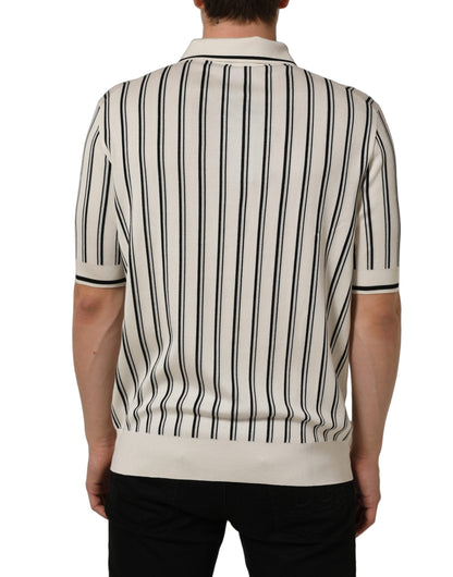White Black Stripe Collared Polo T-shirt
