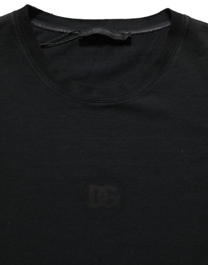 Black Cotton Short Sleeve Crew Neck T-shirt