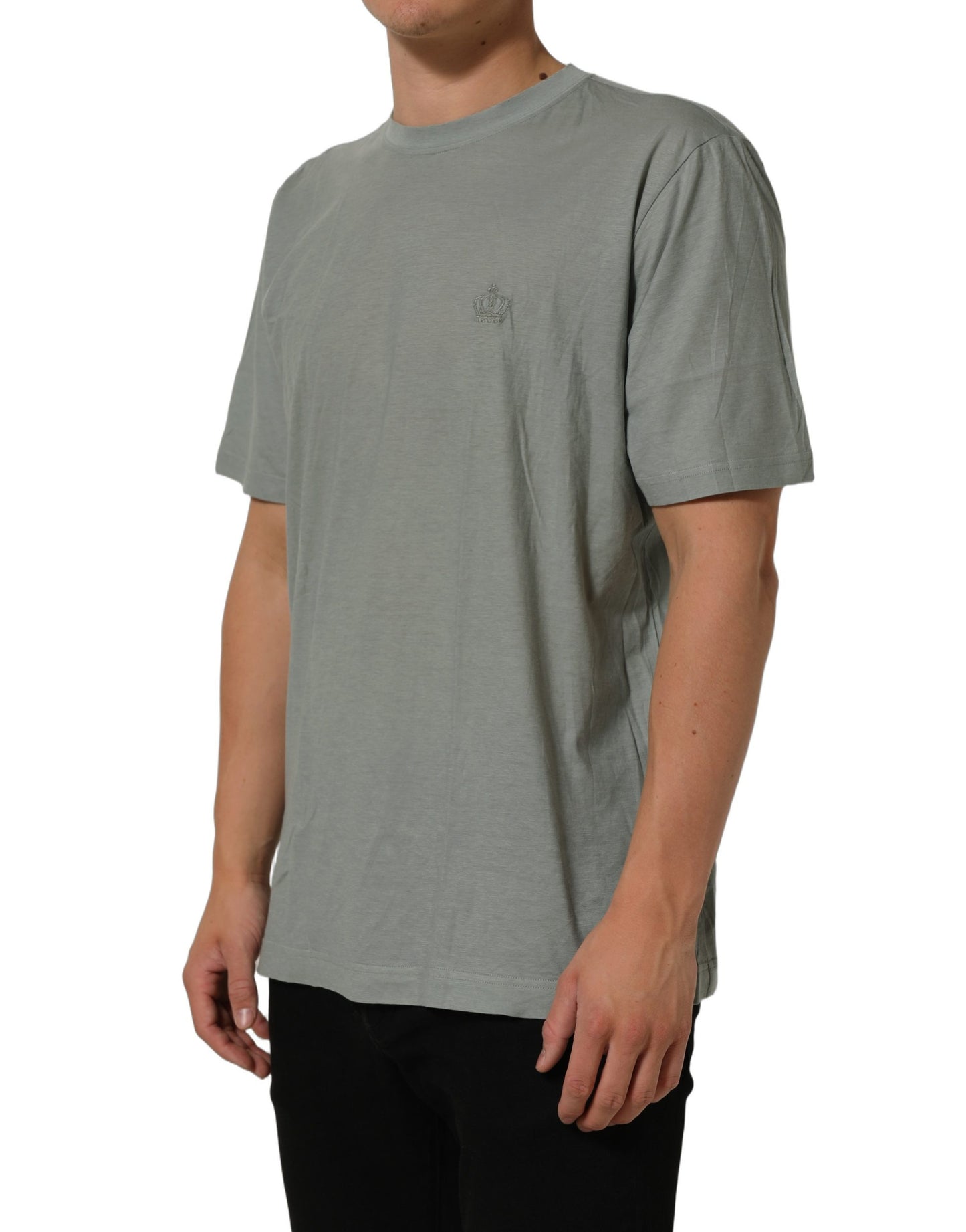 Green Cotton Short Sleeve Crew Neck T-shirt