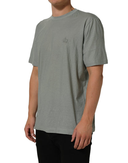Green Cotton Short Sleeve Crew Neck T-shirt