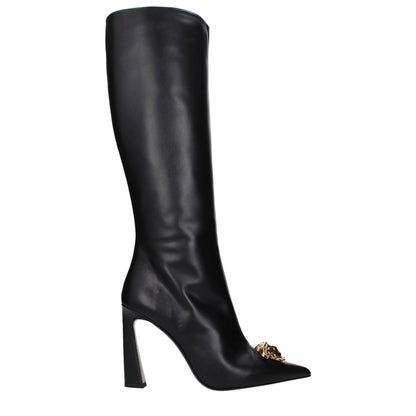Black Leather High Heel Boots