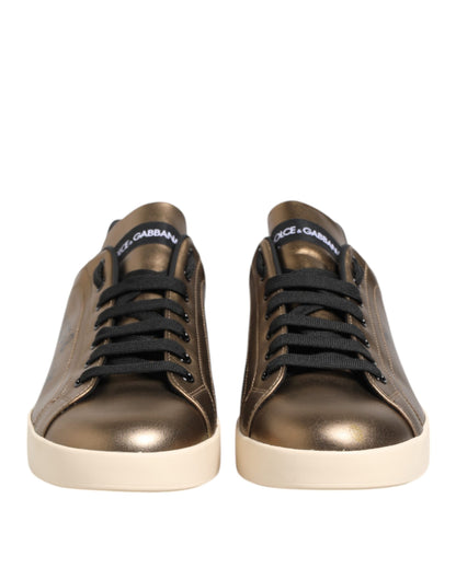 Gold Portofino Calf Leather Sneakers Shoes